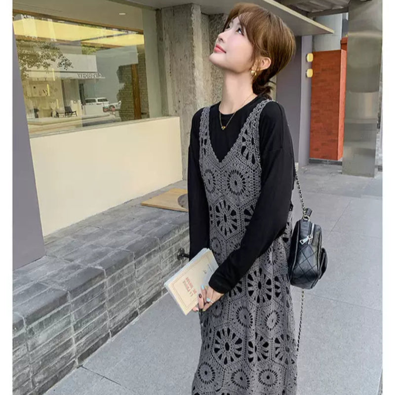 レースニット×カットソーワンピースセット