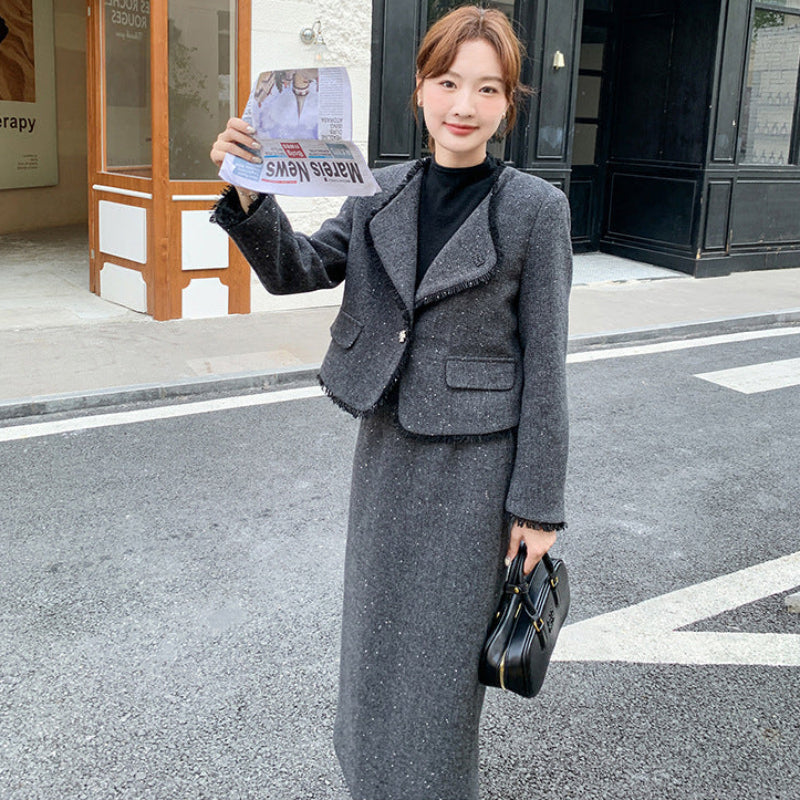 ラメツイードジャケット×スカートスーツ