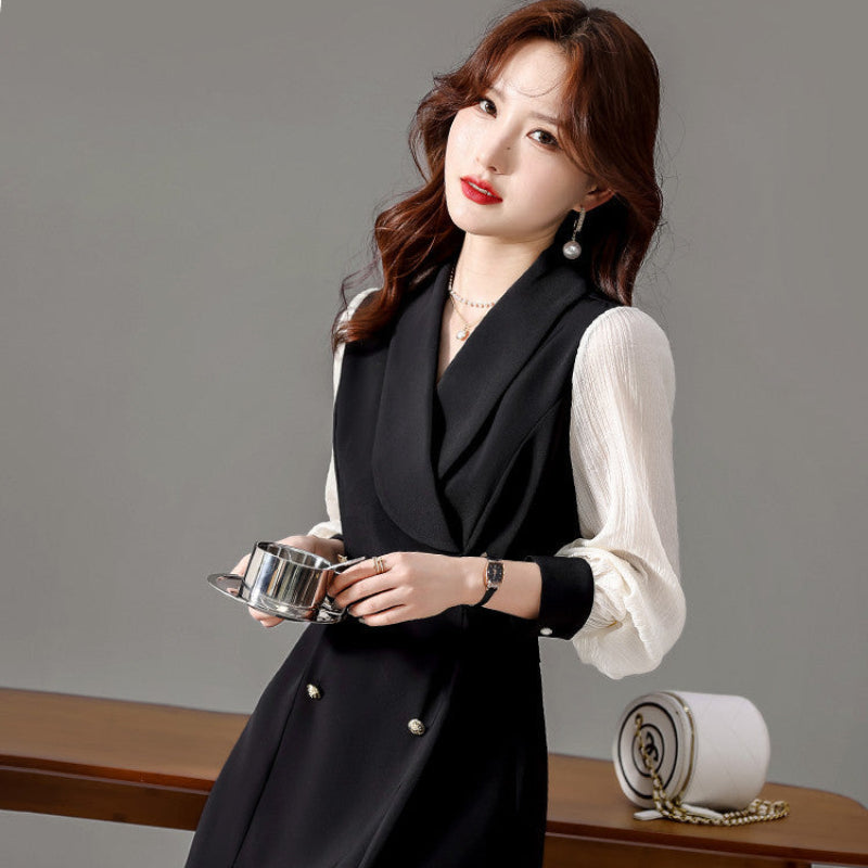 テーラードカラー切替ワンピース