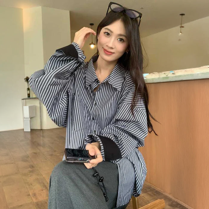 マニッシュストライプオーバーサイズシャツ