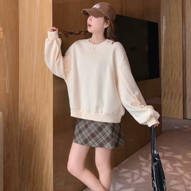 ショルダーカットパールスリーブスウェット