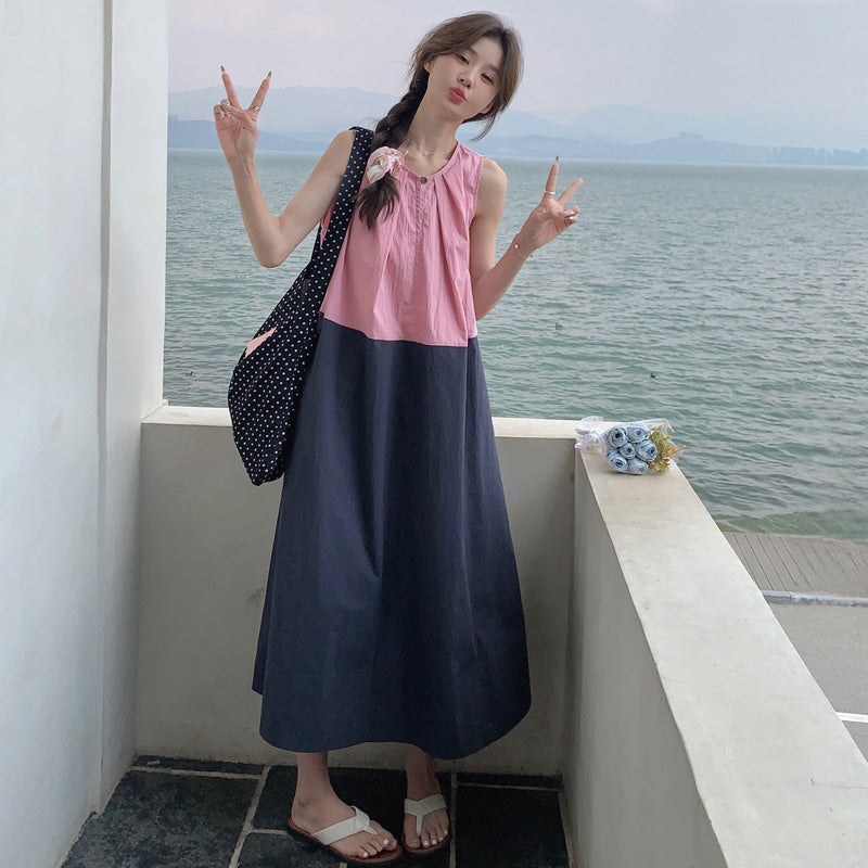 ブロッキングバイカラーワンピース