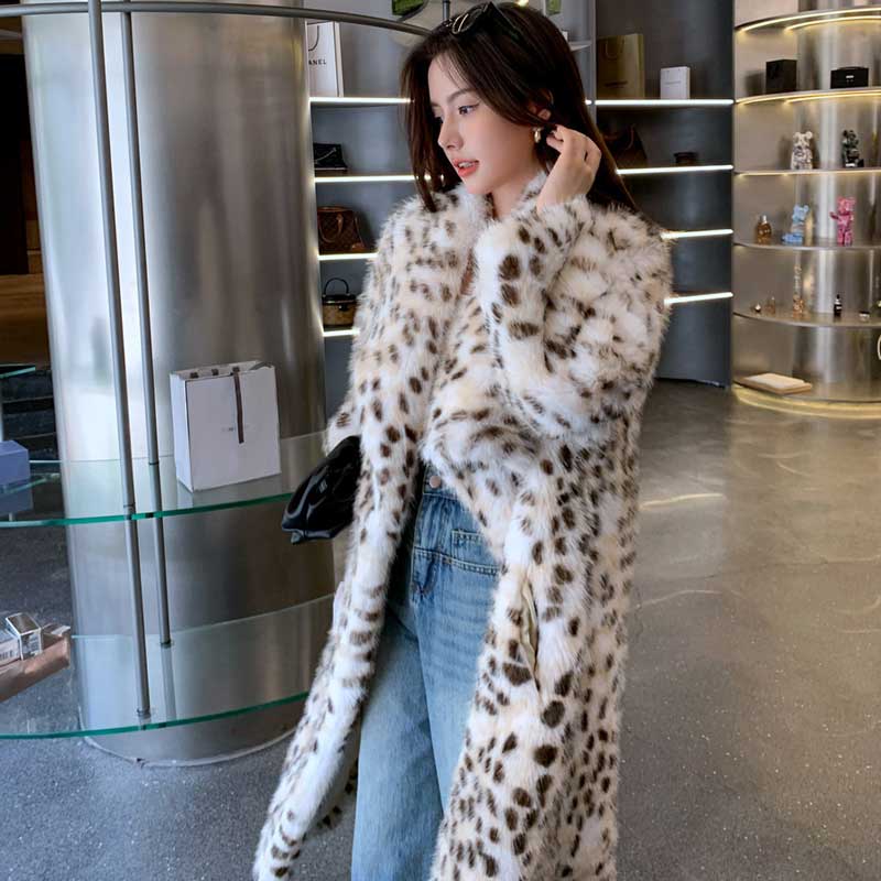 レオパードロングシャギーコート