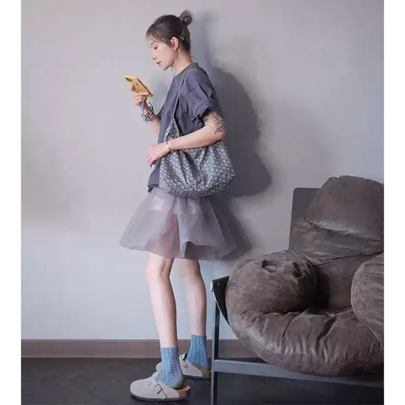 パープルピンクチュールスカートパンツ