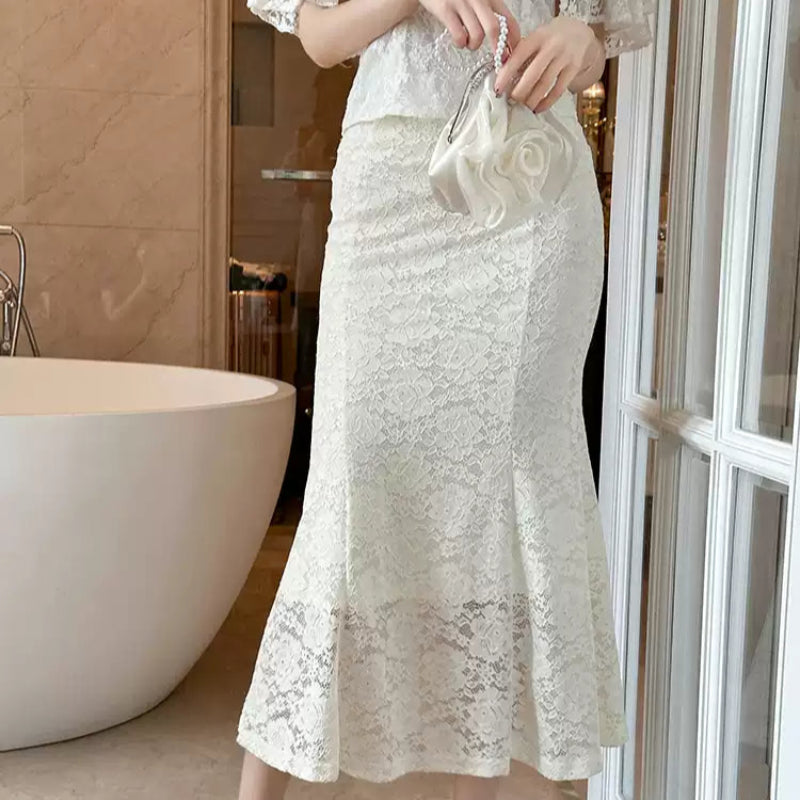 ホワイトレースマーメイドスカート