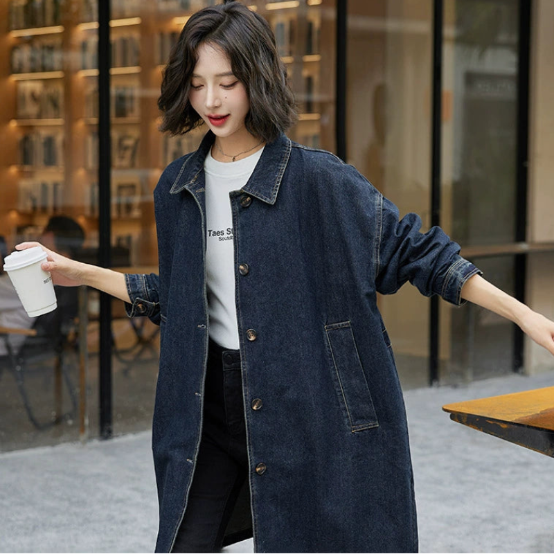 ステンカラーデニムコート