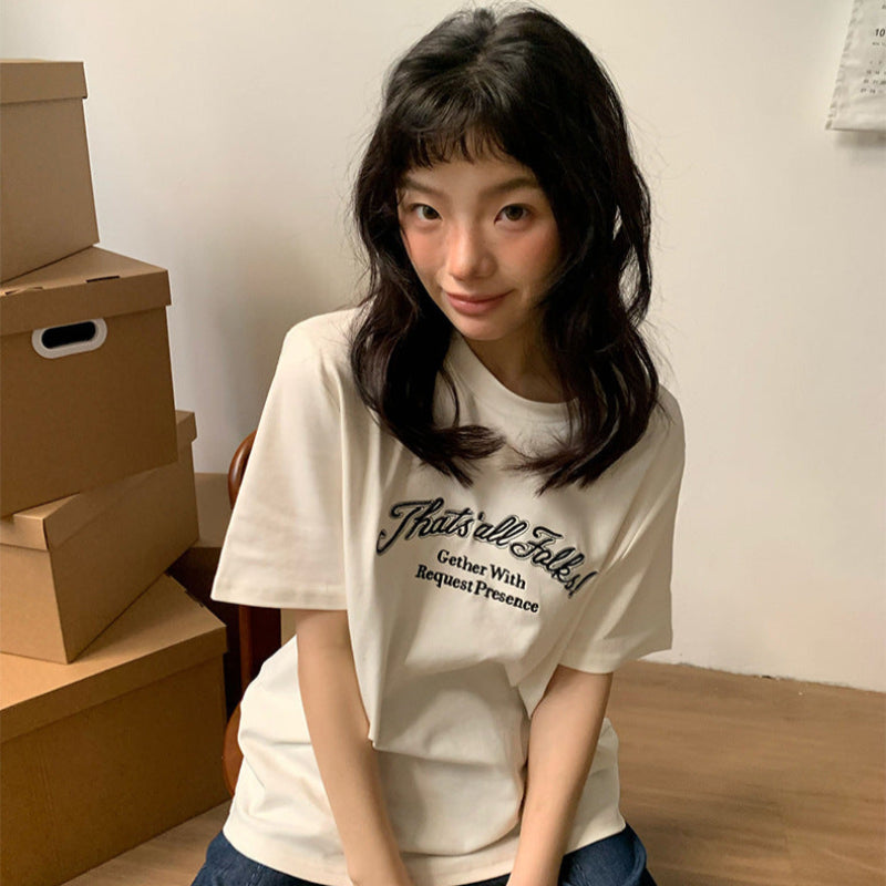 ショール付フロントロゴTシャツ(3colors)