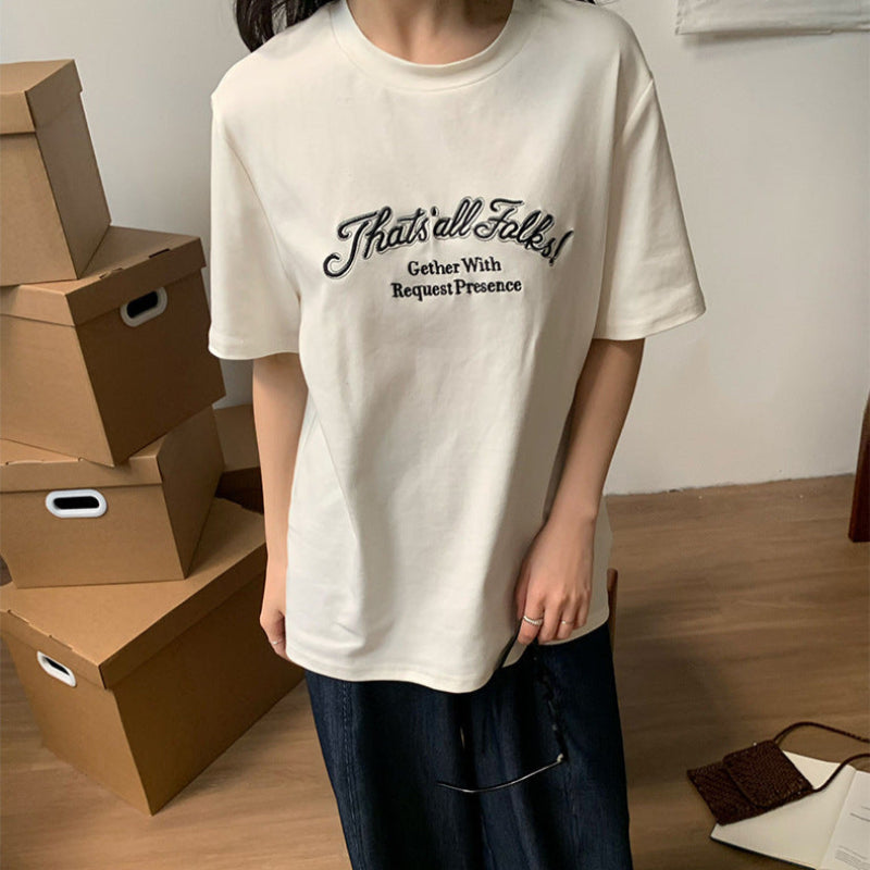 ショール付フロントロゴTシャツ(3colors)
