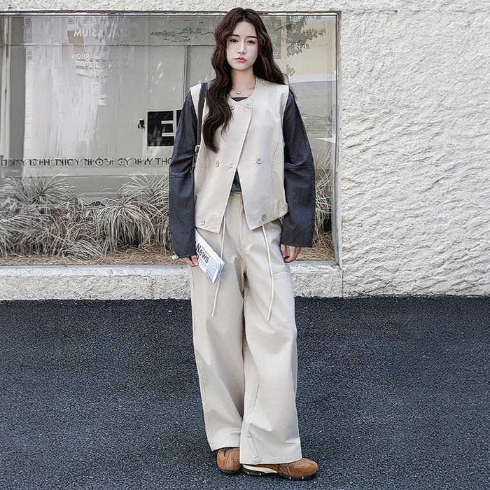 ロングTシャツ×マニッシュワイドセットアップ