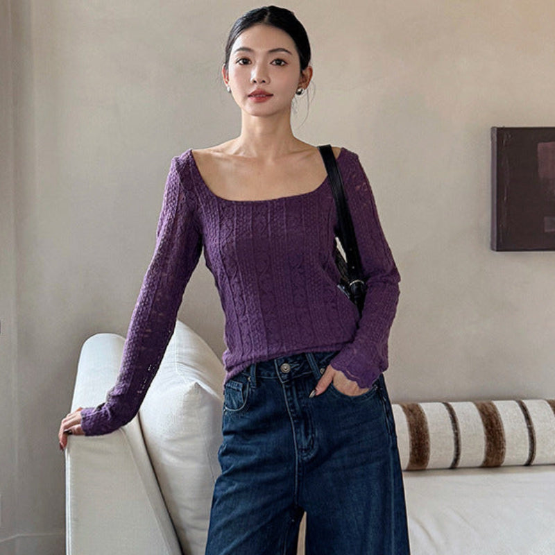 スクエアカラーニットトップス(3colors)