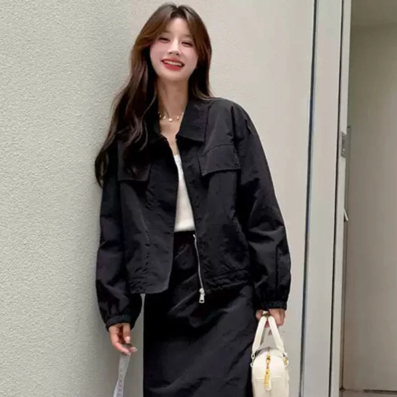 テックダブルポケットブルゾン×ロングスカートセットアップ