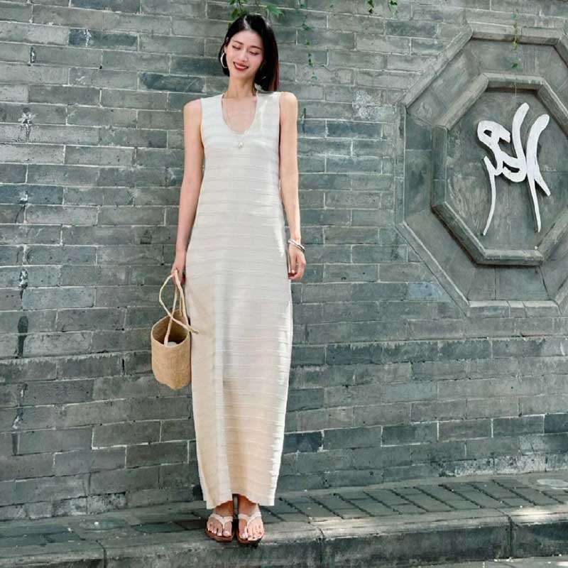 ノースリーブボーダーワンピース