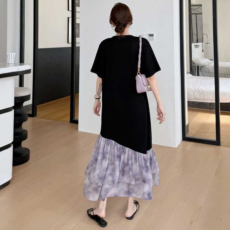 アシンメトリー切替Tシャツワンピース