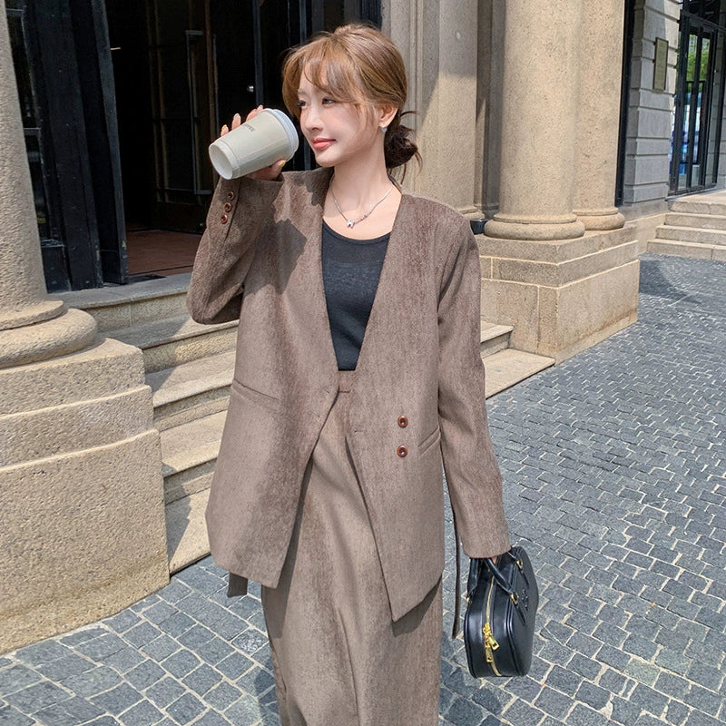 スカートスーツセットアップ(2colors)