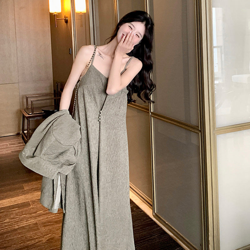 オーバーサイズジャケット×キャミワンピースセット