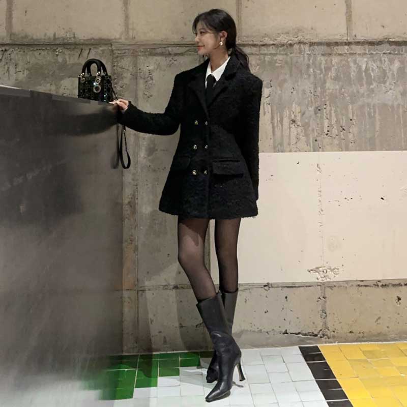 テーラードツイードワンピースコート(2colors)