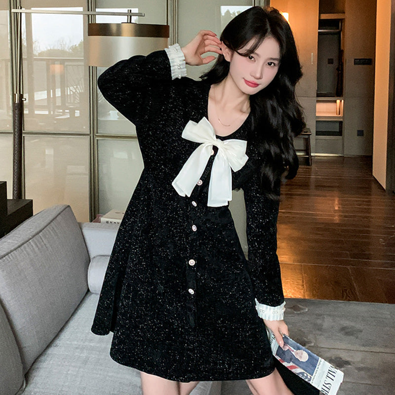 リボン付きオケージョンミニワンピース