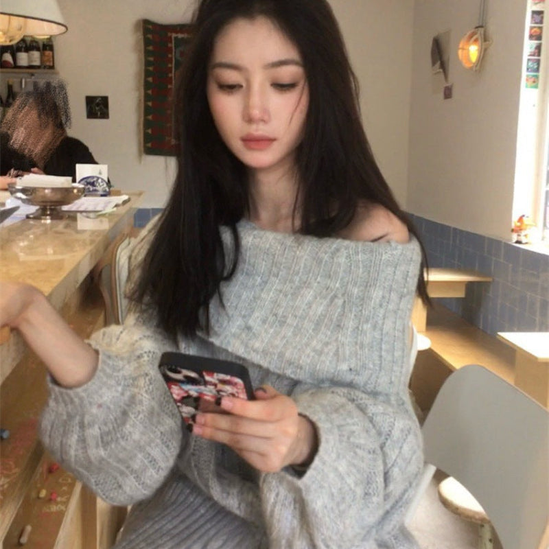 オフショルダーオーバーサイズニット