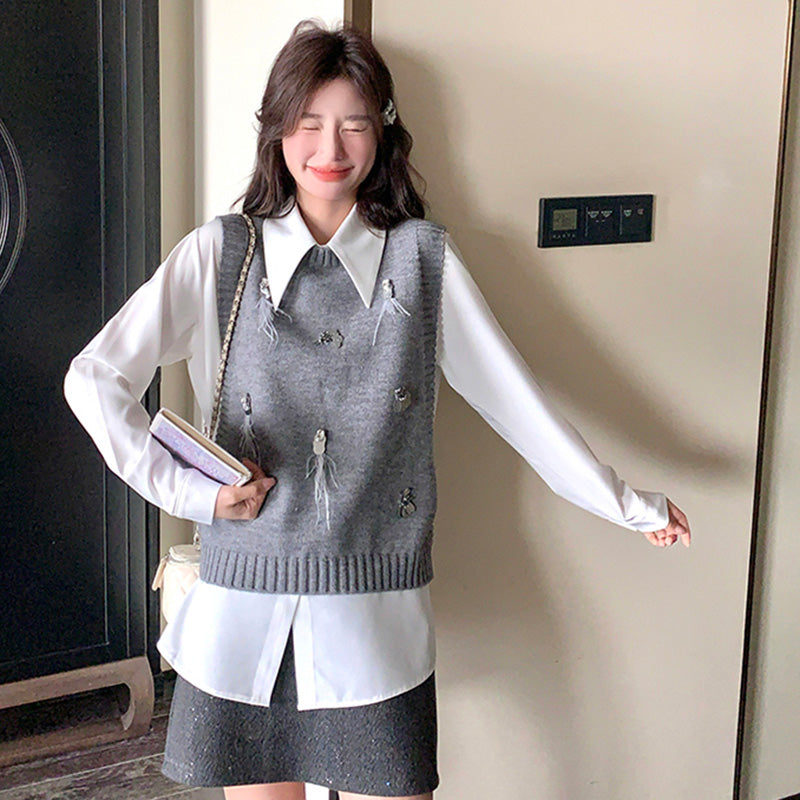 2way シャツ×ニットベストセット