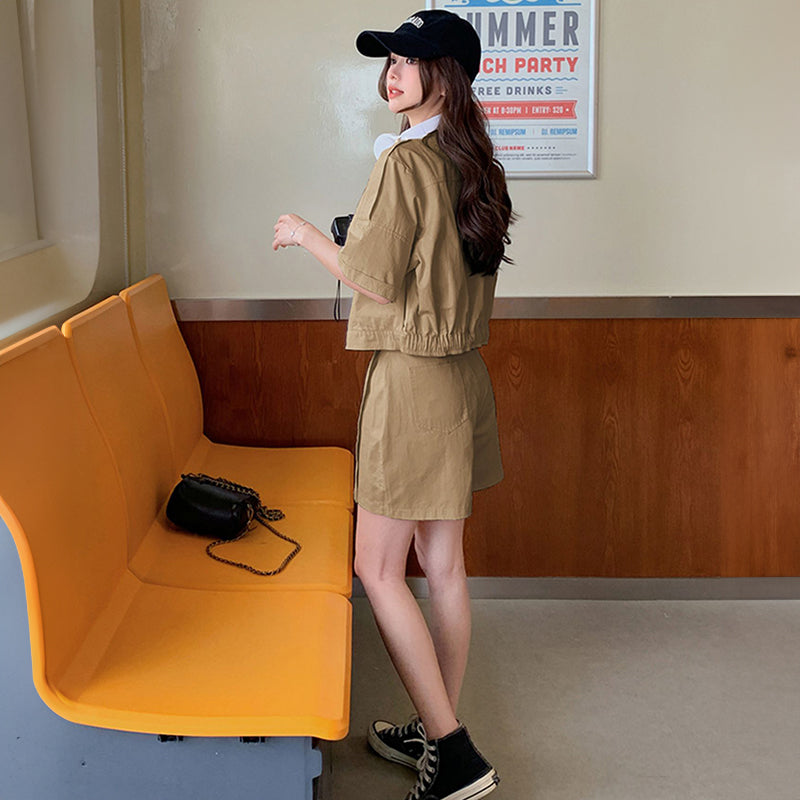 ミリタリーショート丈ジャケット×スカートセット