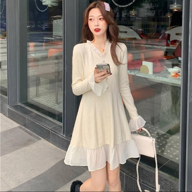 ベルスリーブニットワンピース(2colors・2variation)