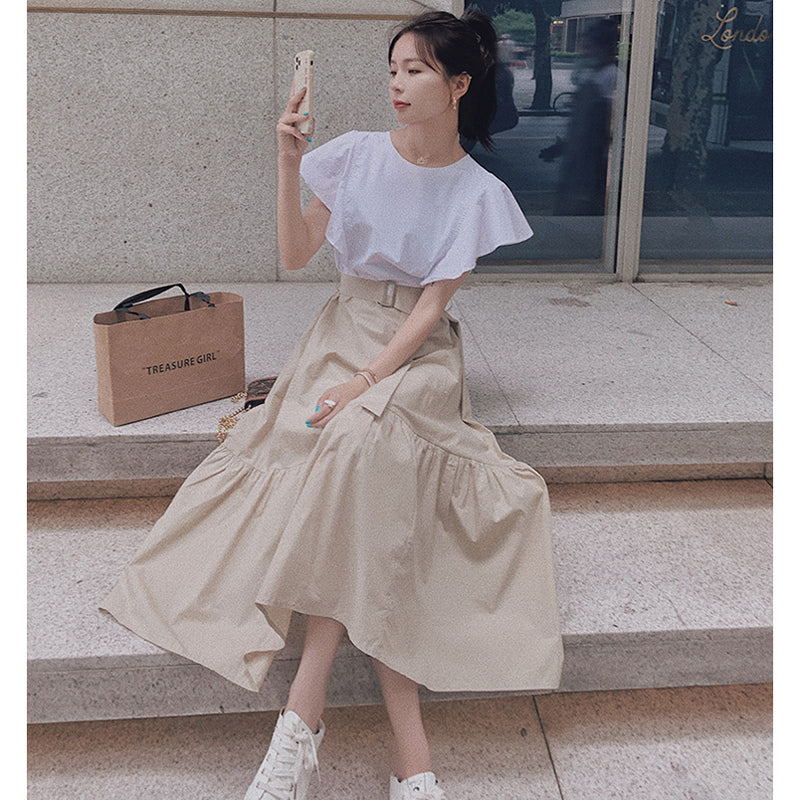 フリルスリーブバイカラーワンピース(2colors)