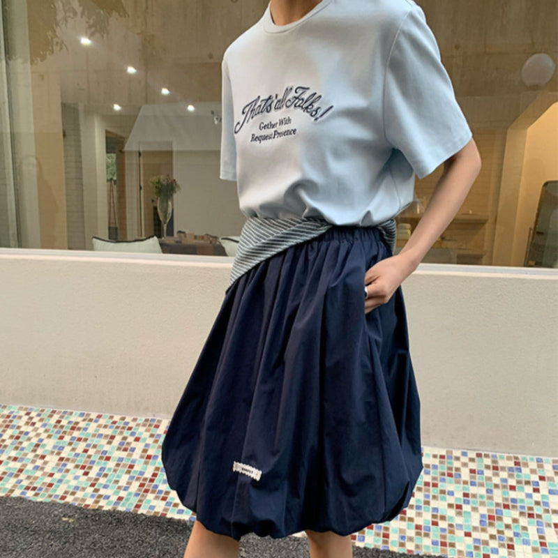 ショール付フロントロゴTシャツ(3colors)