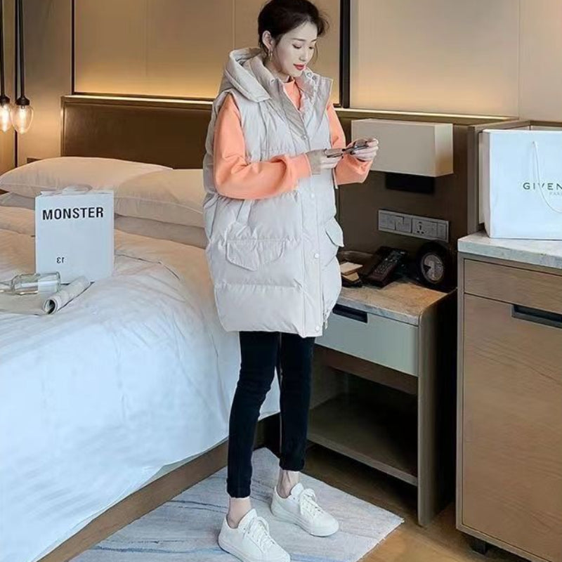 フード付きキルティングベスト(2colors)