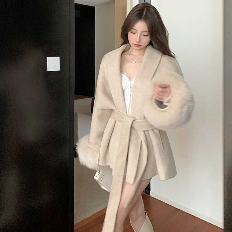 ファーカフスローブコート(2colors)