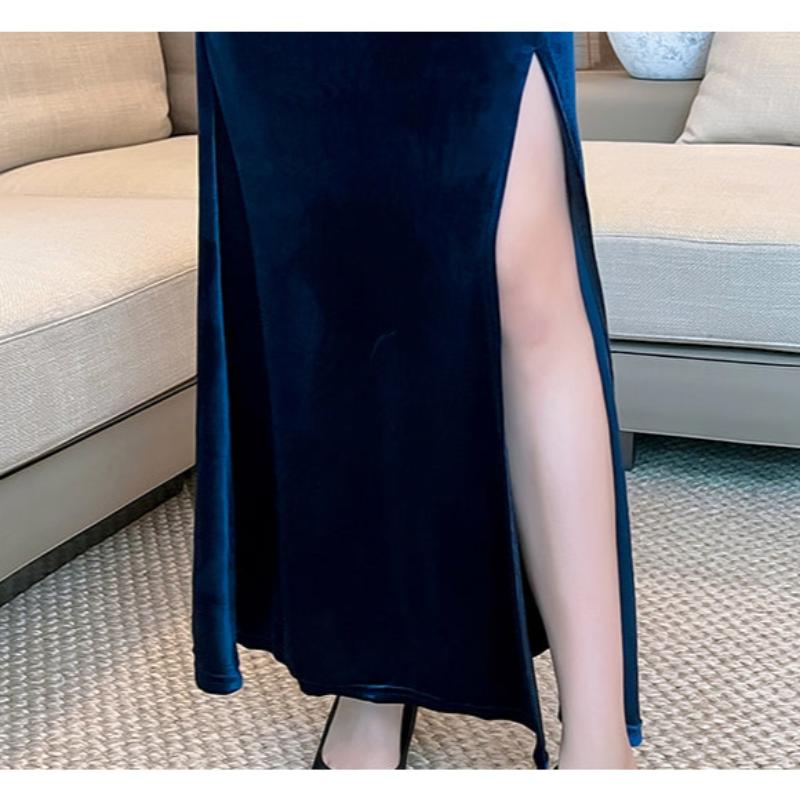 ベルベットストラップショルダードレス(3colors)