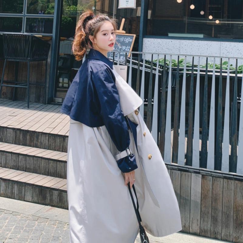 バイカラーミディアム丈トレンチコート