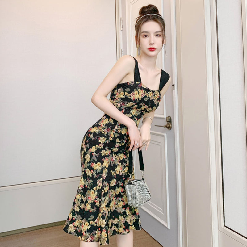 フラワーデザインノースリーブワンピース