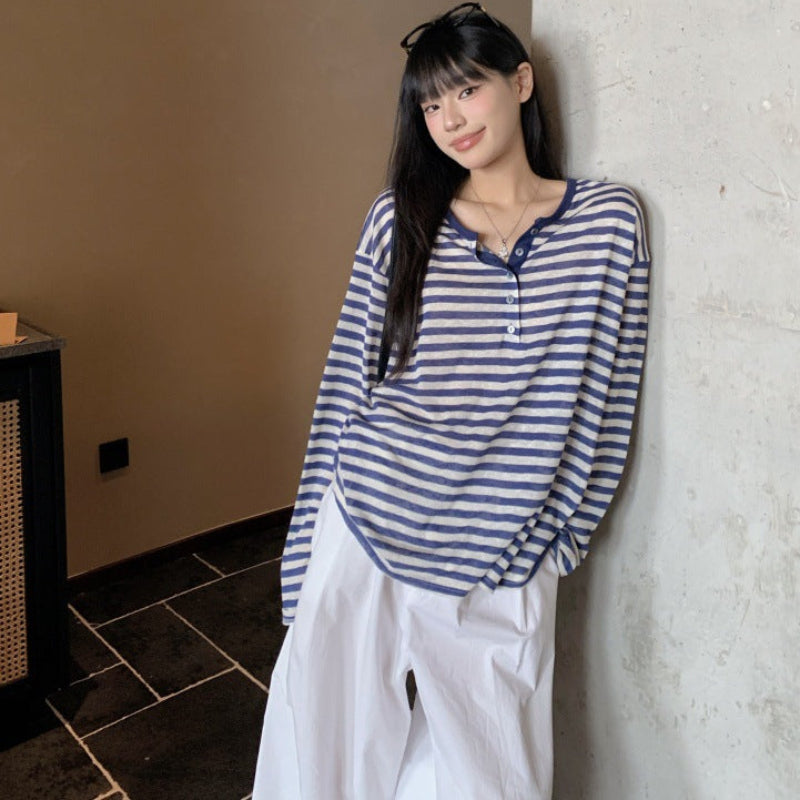 ストライプヘンリーロングTシャツ