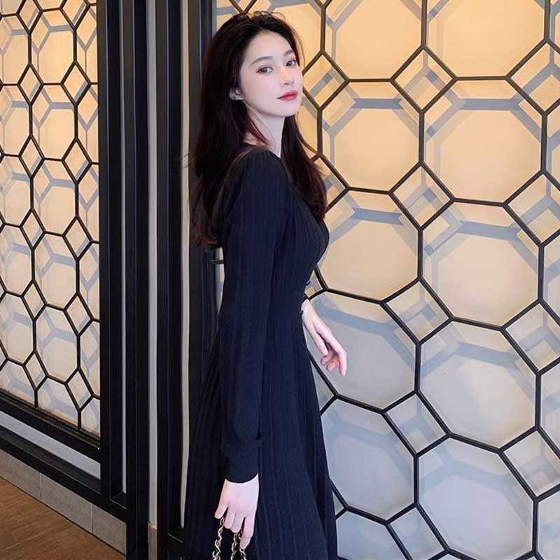 Vネックリブニットワンピース(2colors)