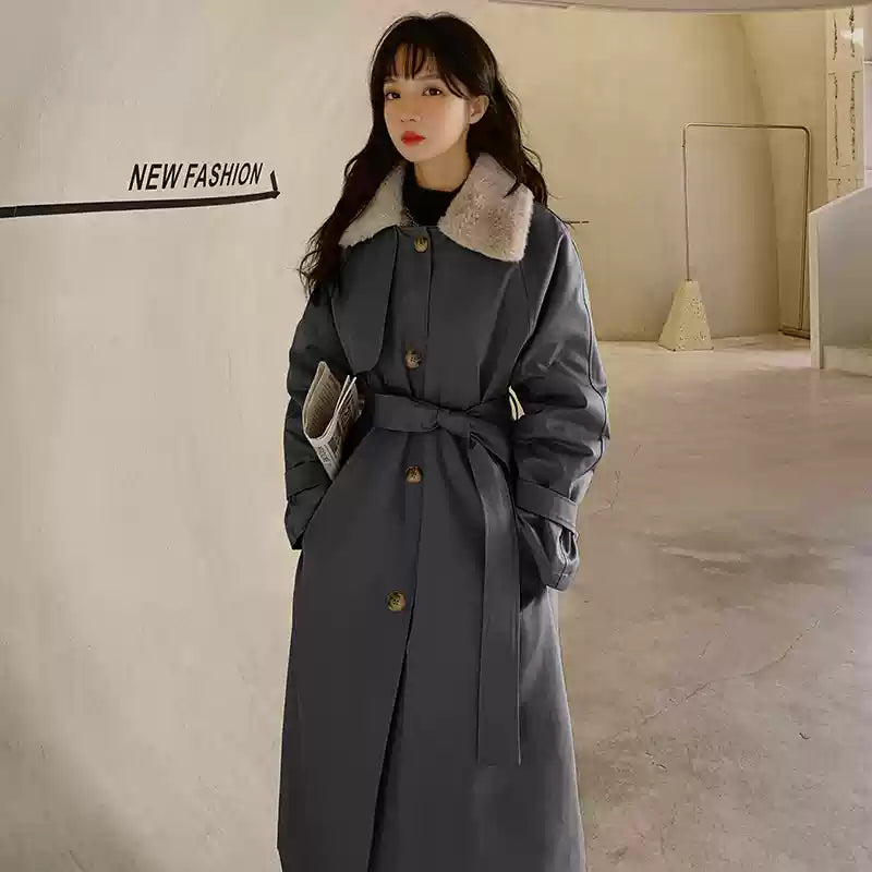 ファーカラーロングトレンチコート(3colors)