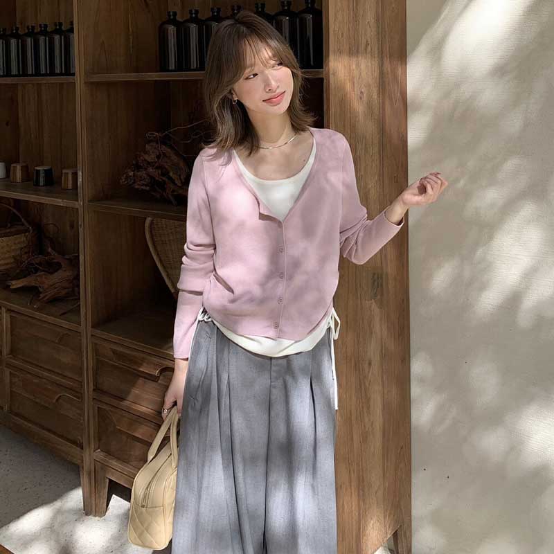 レイヤード風サイドギャザートップス(5colors)