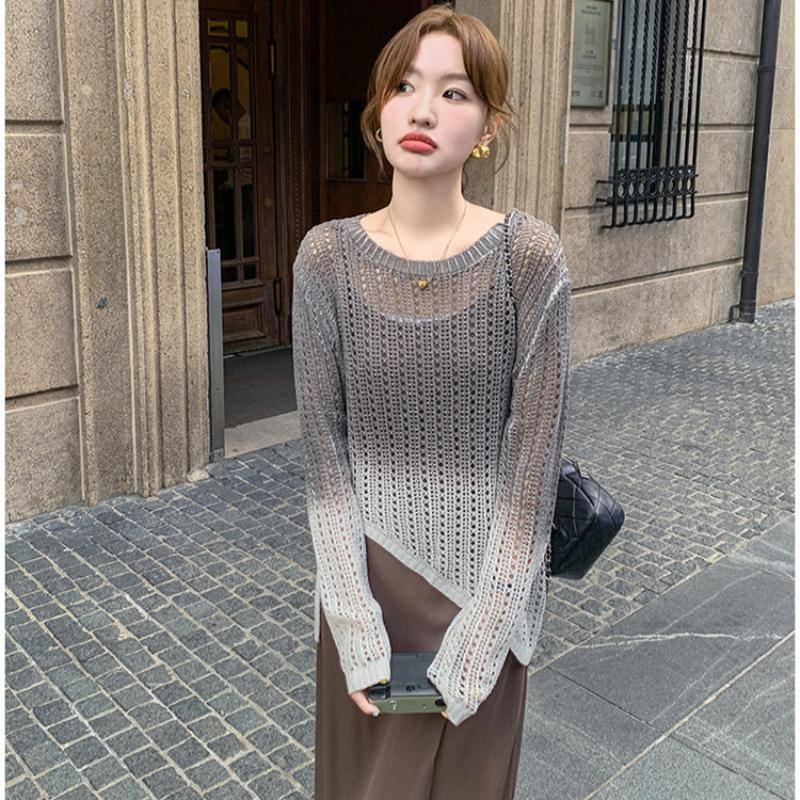 シースルーニット×キャミロングワンピース