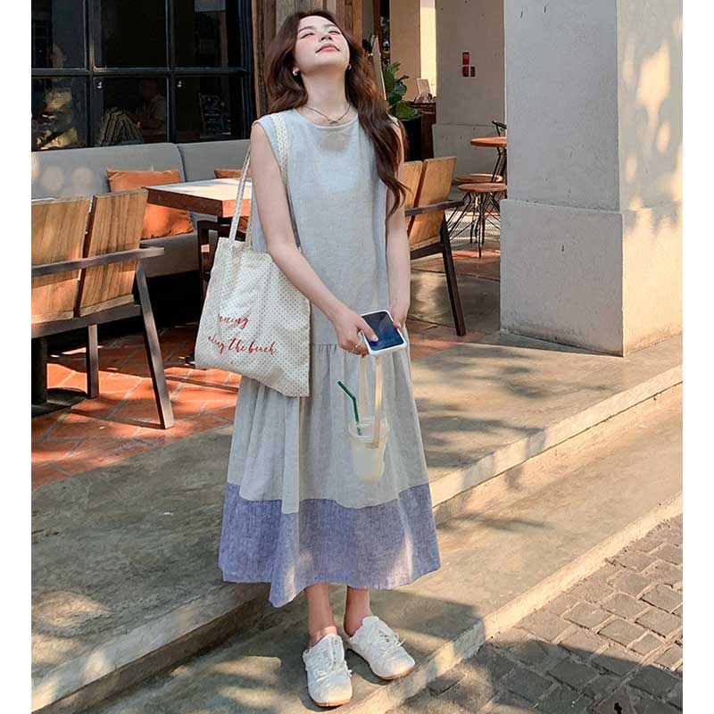 サンドグレーパネルワンピース