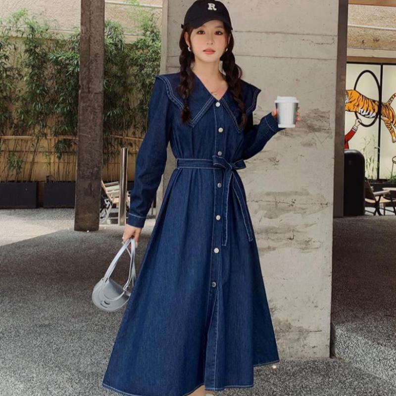 ビッグカラーデニムワンピース