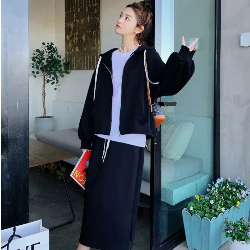 オーバーサイズパーカー×スリットスカートセット