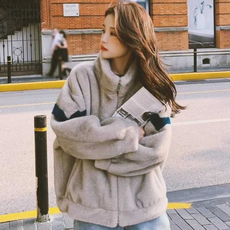 ラインデザインフリースジャケット