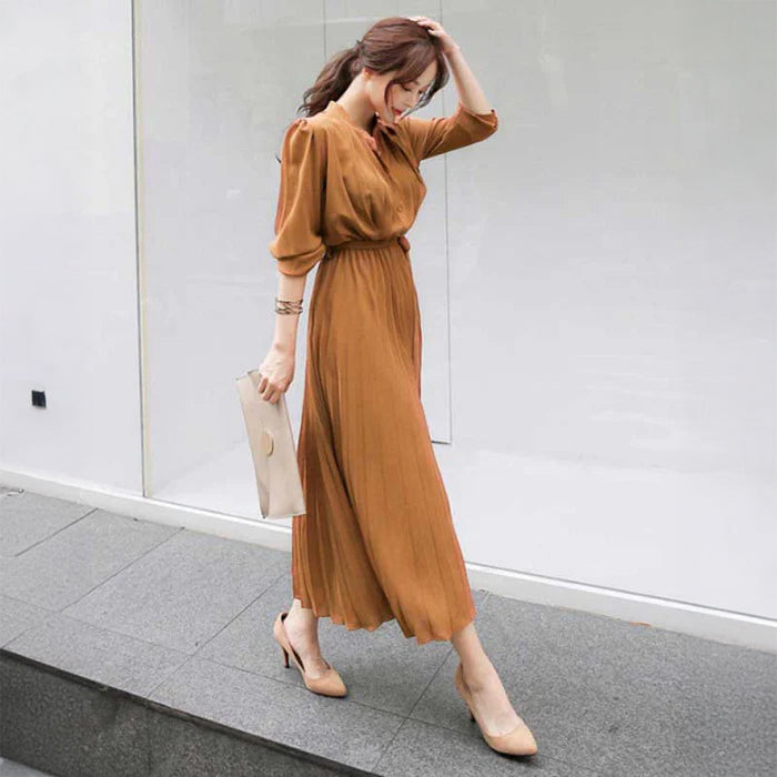 ウエストマークプリーツワンピース(4colors)