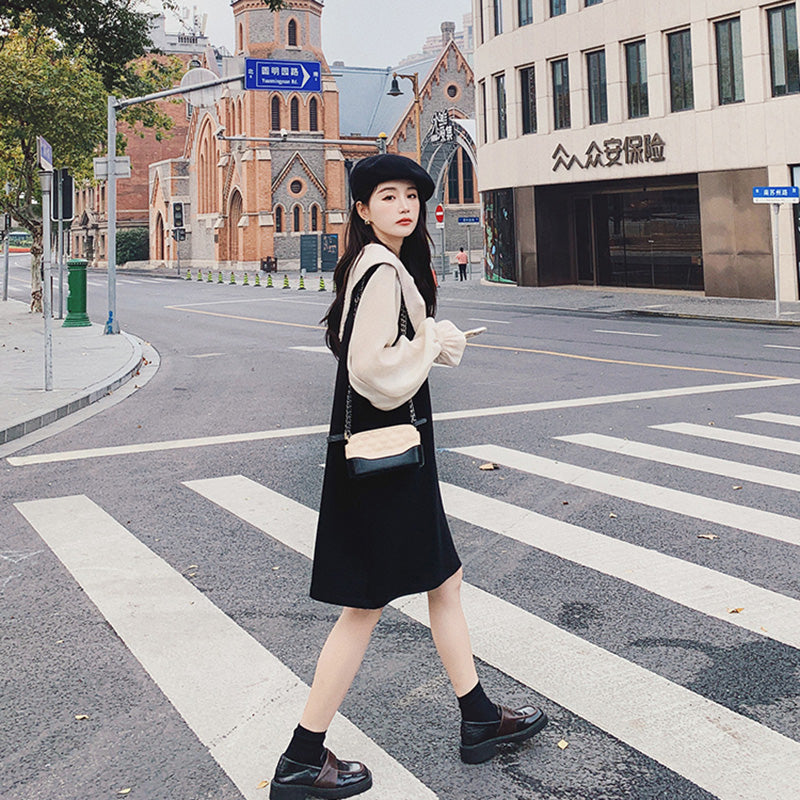 リボンディテールシアーパフスリーブワンピ