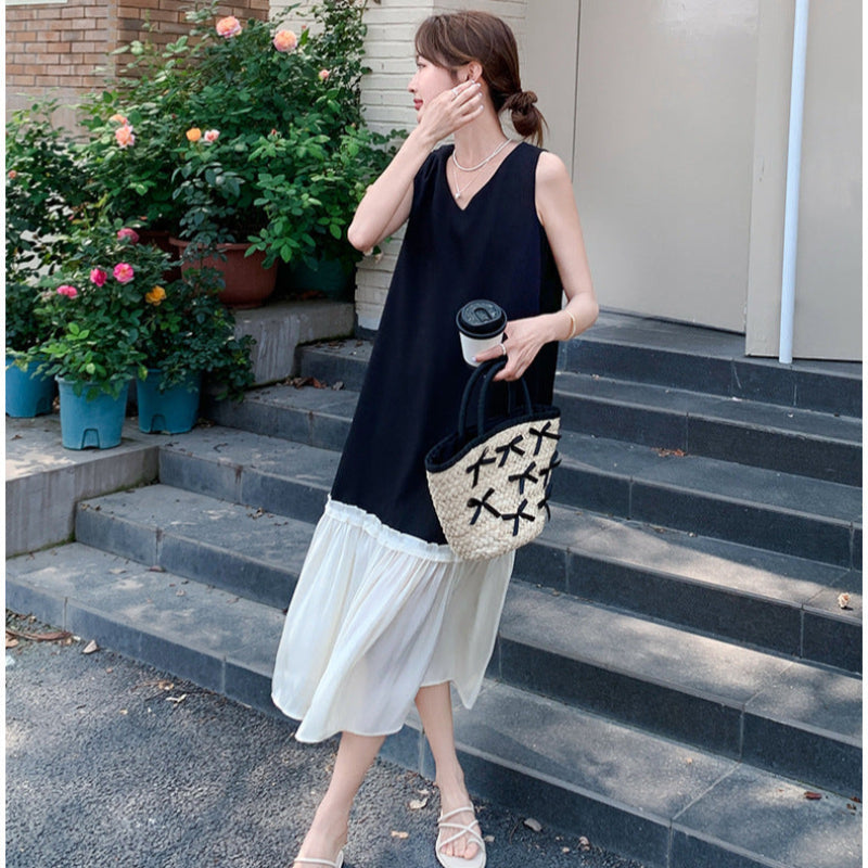 バイカラーノースリーブワンピース