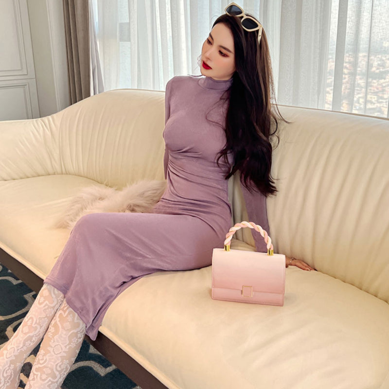 ハイネックスリムラインドレス(6colors)