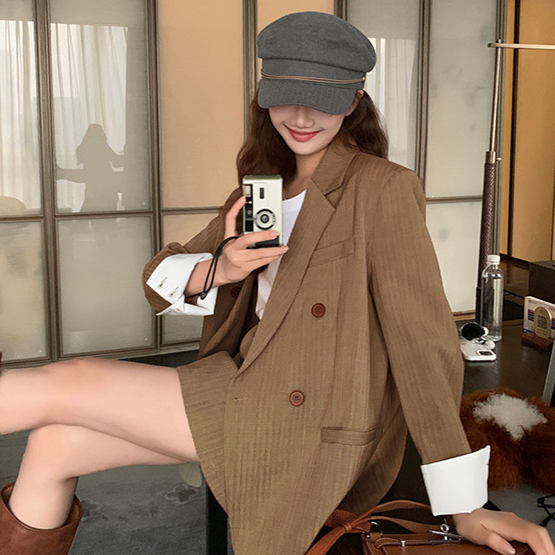 オーバーサイズジャケット×タイトミニスカートセット2colors