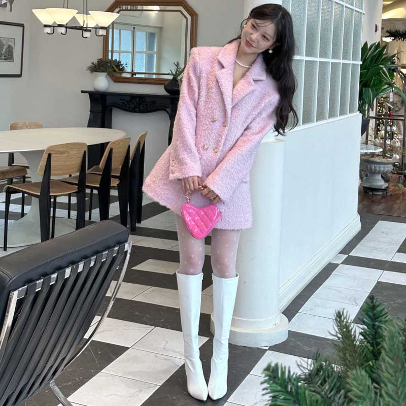 テーラードツイードワンピースコート(2colors)