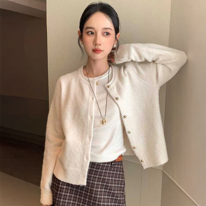 クルーネックベーシックカーディガン(2colors)