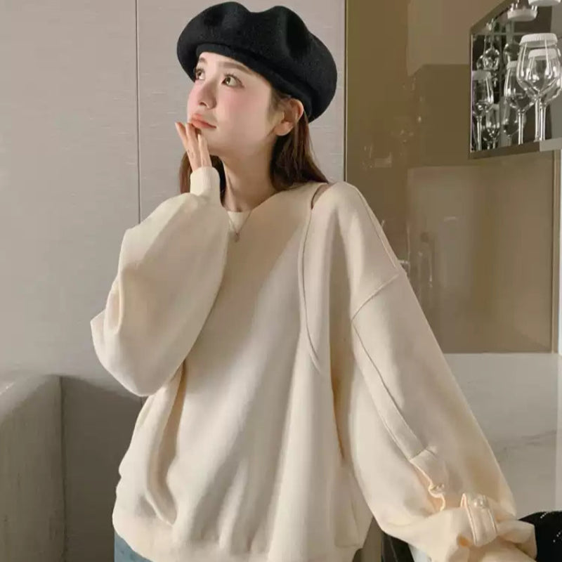 ショルダーカットパールスリーブスウェット