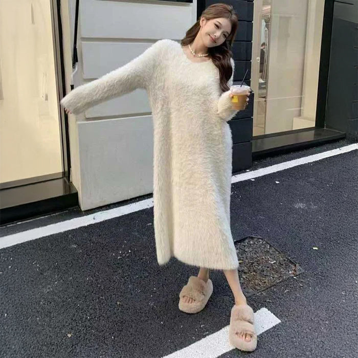 モヘアタッチロングワンピース(4colors)